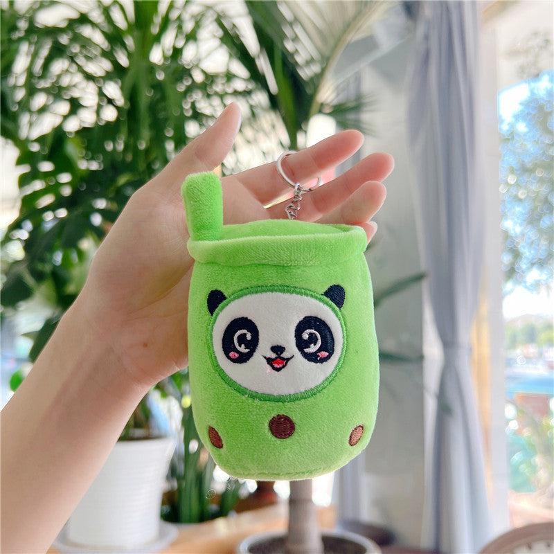 Adorable Panda Doll Plush Toy & Milk Tea Cup Pendant Gift Set