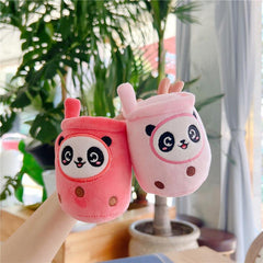 Adorable Panda Doll Plush Toy & Milk Tea Cup Pendant Gift Set
