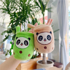 Adorable Panda Doll Plush Toy & Milk Tea Cup Pendant Gift Set
