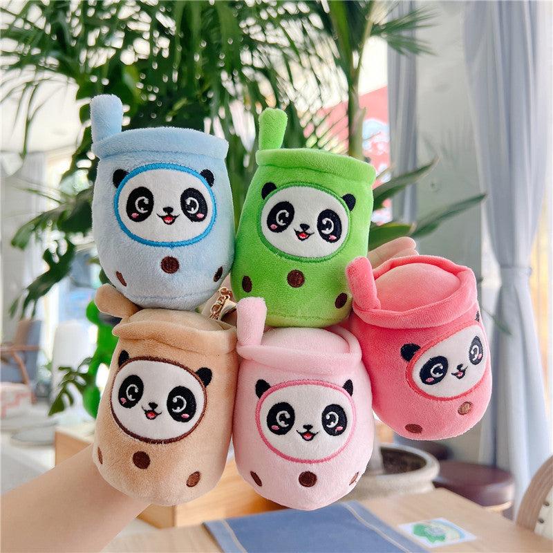 Adorable Panda Doll Plush Toy & Milk Tea Cup Pendant Gift Set