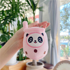 Adorable Panda Doll Plush Toy & Milk Tea Cup Pendant Gift Set