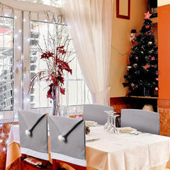 Christmas Chair Cover Set: Santa Claus Hat Snowflake Xmas Cap for Festive Decor