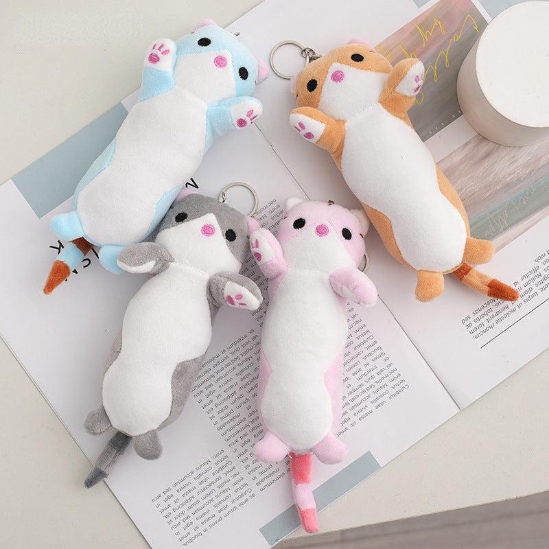 Long Strip Kitten Plush Toy Keychain Doll Bag Ornament