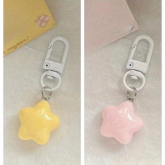 Yellow Star Keychain Pink Heart Backpack Pendant