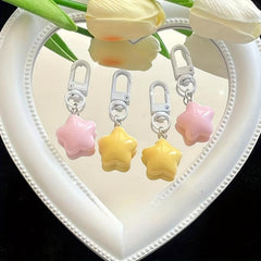 Yellow Star Keychain Pink Heart Backpack Pendant