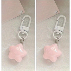 Yellow Star Keychain Pink Heart Backpack Pendant