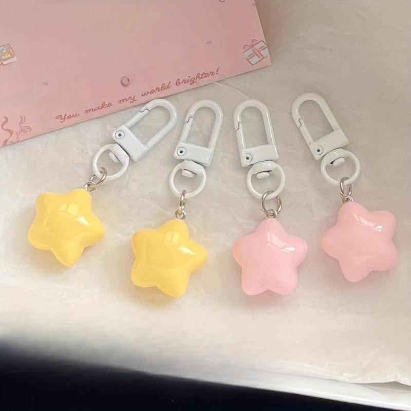 Yellow Star Keychain Pink Heart Backpack Pendant