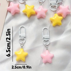 Yellow Star Keychain Pink Heart Backpack Pendant