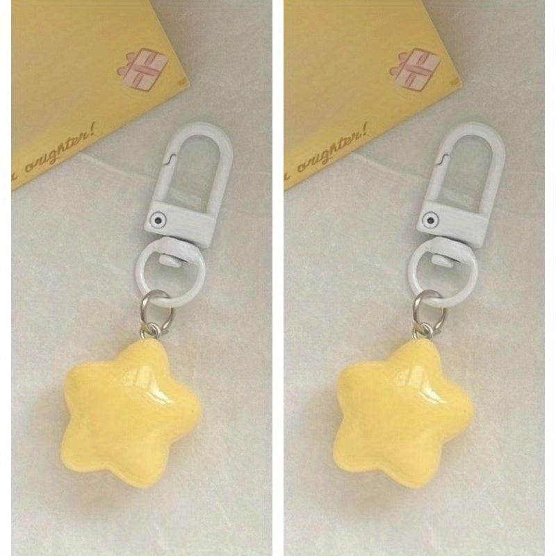 Yellow Star Keychain Pink Heart Backpack Pendant