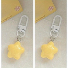 Yellow Star Keychain Pink Heart Backpack Pendant