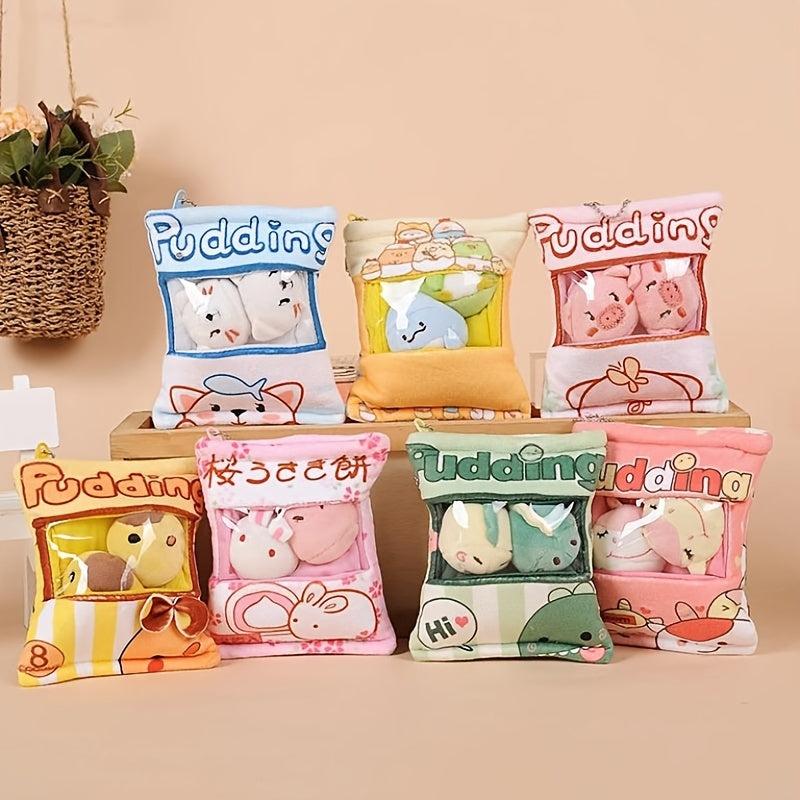Lovely Simulation Snack Plush Toy Mini Cartoon Rabbit Cat Dinosaur