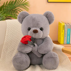 8inch Cartoon Rose Bear Doll Pillow Plush Toy For Weddings