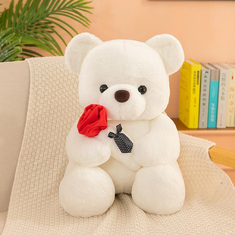 8inch Cartoon Rose Bear Doll Pillow Plush Toy For Weddings