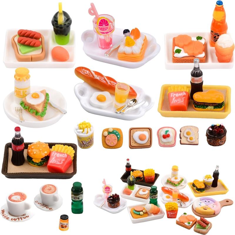 Mini Resin Doll Food Set for Doll House Pretend Play Kitchen Toys