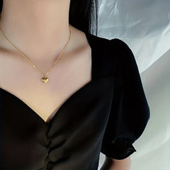 Peach Heart Pendant Necklace Clavicle Chain Couple Gift