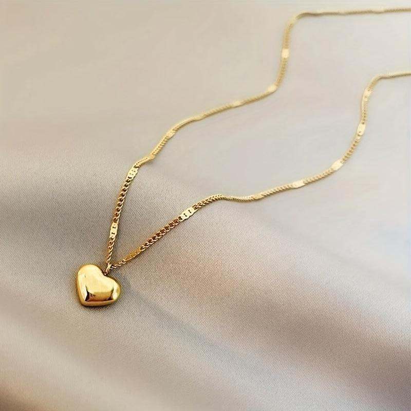 Peach Heart Pendant Necklace Clavicle Chain Couple Gift