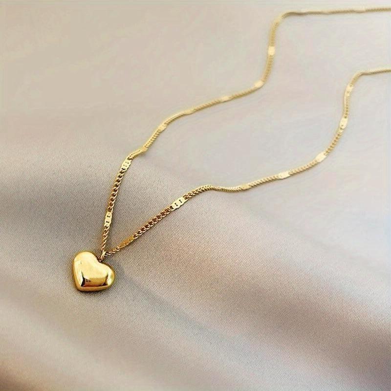 Peach Heart Pendant Necklace Clavicle Chain Couple Gift