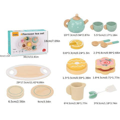 Kids Play Tea Set Wooden Toys - Cake Selling Tea Pot Cup