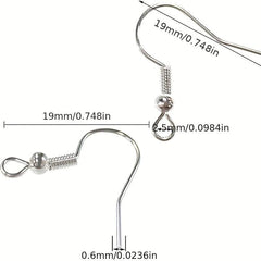 120pcs 925 Sterling Silver Earring Hooks Hypoallergenic Ear Wires Nickel