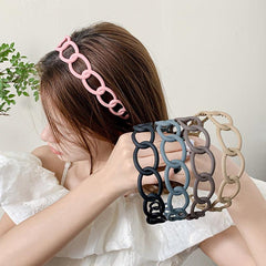 Frosted Wide Brimmed Headband with Hollowed Out Wash Face Hoop Hair Headdress