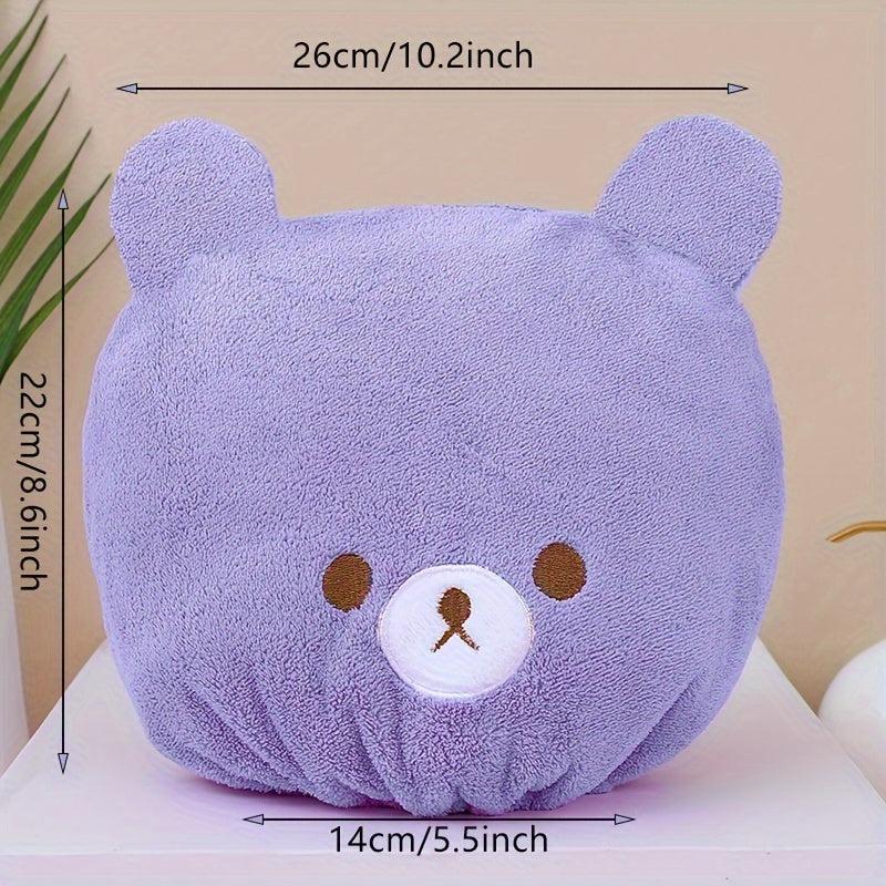 Bear Hair Drying Towel for Kids Girls Soft Absorbent Dry Hair Cap