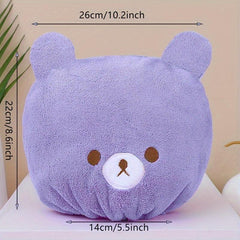 Bear Hair Drying Towel for Kids Girls Soft Absorbent Dry Hair Cap