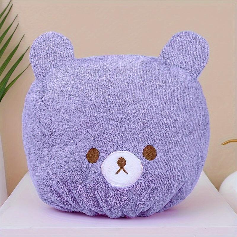 Bear Hair Drying Towel for Kids Girls Soft Absorbent Dry Hair Cap