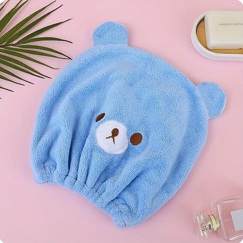 Bear Hair Drying Towel for Kids Girls Soft Absorbent Dry Hair Cap