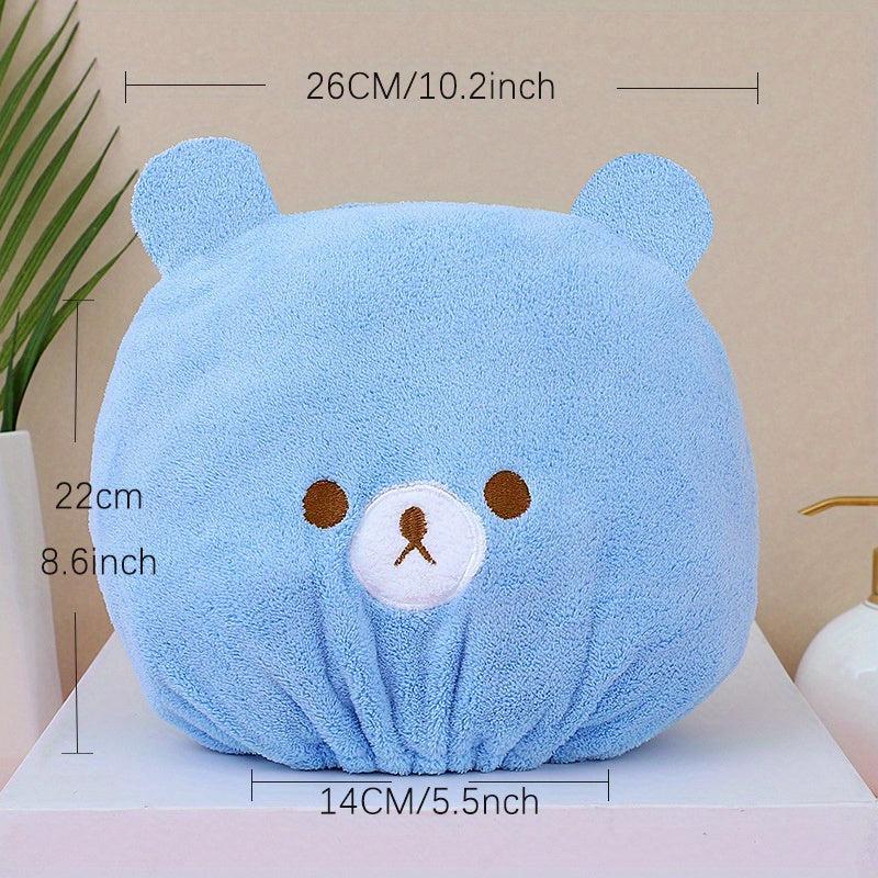 Bear Hair Drying Towel for Kids Girls Soft Absorbent Dry Hair Cap