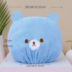 Bear Hair Drying Towel for Kids Girls Soft Absorbent Dry Hair Cap