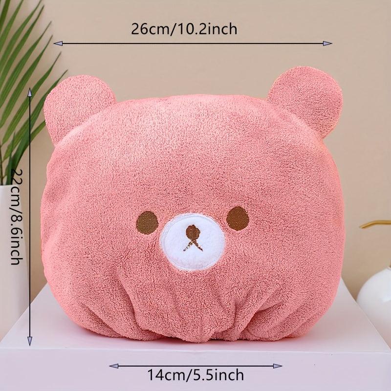 Bear Hair Drying Towel for Kids Girls Soft Absorbent Dry Hair Cap
