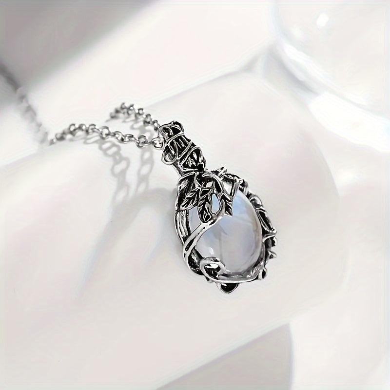 Moonstone Necklace Female Pendant Bohemian Leaf Rattan Accessories