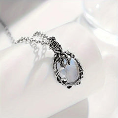 Moonstone Necklace Female Pendant Bohemian Leaf Rattan Accessories