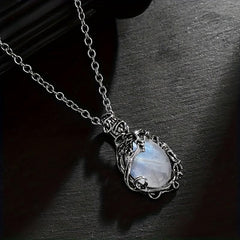 Moonstone Necklace Female Pendant Bohemian Leaf Rattan Accessories