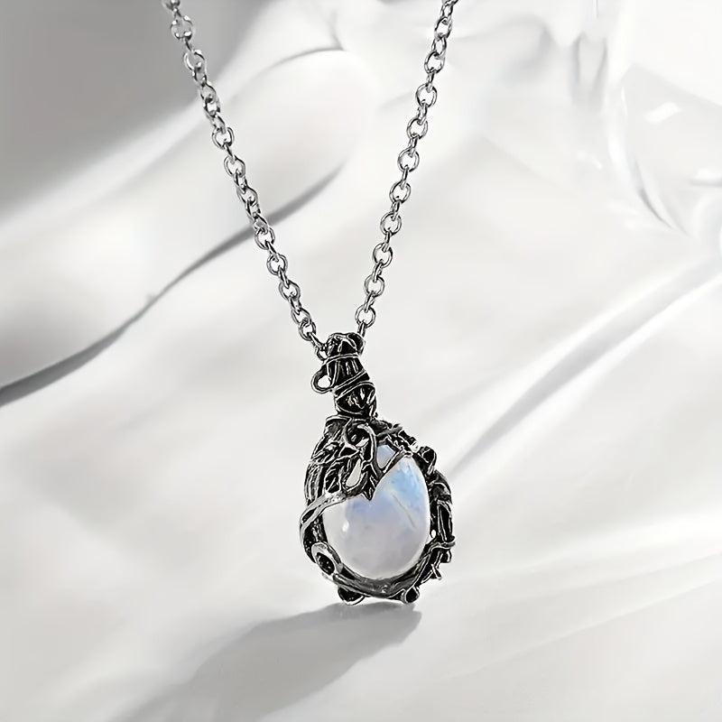 Moonstone Necklace Female Pendant Bohemian Leaf Rattan Accessories