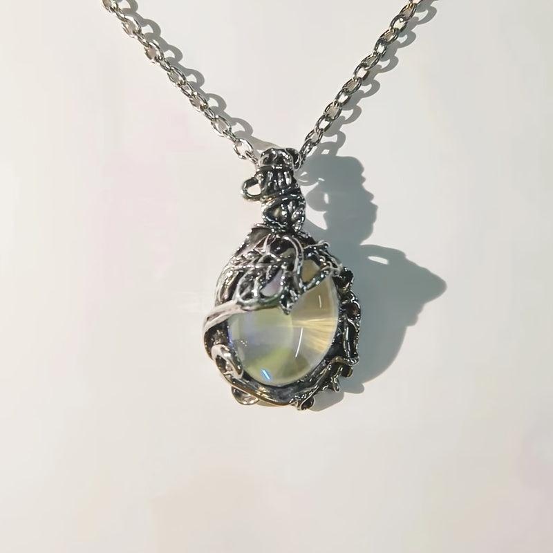 Moonstone Necklace Female Pendant Bohemian Leaf Rattan Accessories