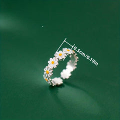 Delicate Daisy Flower Ring Epoxy Jewelry