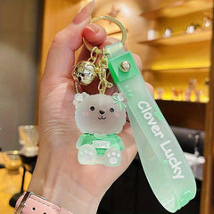 Bear Keychain Resin Crystal Keychain for Car Keys Bag Ornaments Decoration