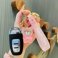 Bear Keychain Resin Crystal Keychain for Car Keys Bag Ornaments Decoration