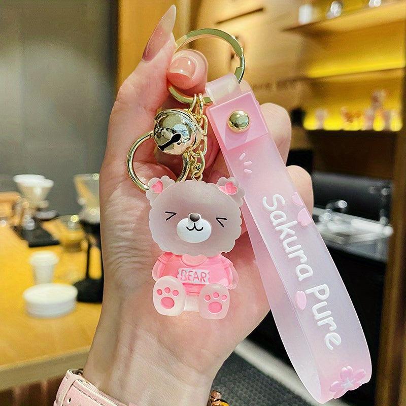 Bear Keychain Resin Crystal Keychain for Car Keys Bag Ornaments Decoration