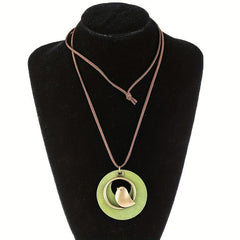 Vintage Wooden Bird Necklace for Christmas and Halloween