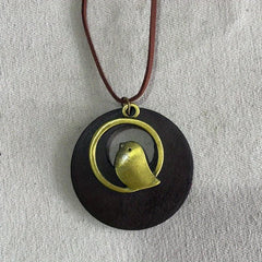 Vintage Wooden Bird Necklace for Christmas and Halloween