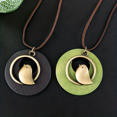 Vintage Wooden Bird Necklace for Christmas and Halloween