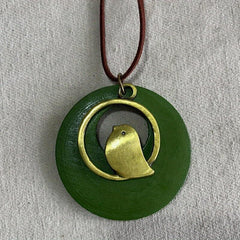 Vintage Wooden Bird Necklace for Christmas and Halloween