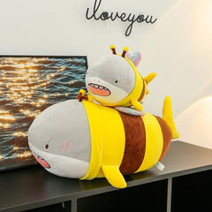 Shark and Bee Plush Toy Doll Throw Pillow