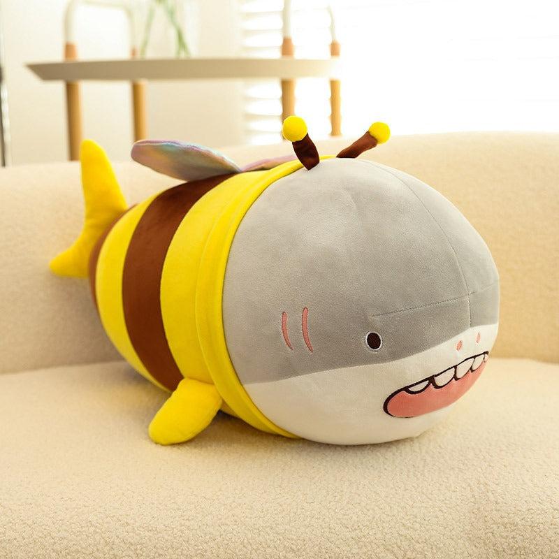 Shark and Bee Plush Toy Doll Throw Pillow