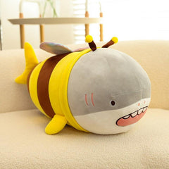 Shark and Bee Plush Toy Doll Throw Pillow