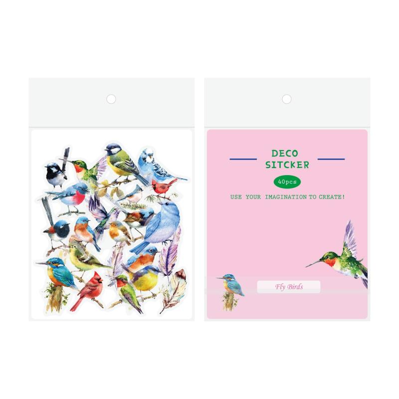 40pcs Bird Insect & Dragonfly Stickers for DIY Projects & Notebook Decor
