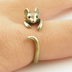 Vintage Punk Mouse Animal Wrap Ring Boho Jewelry