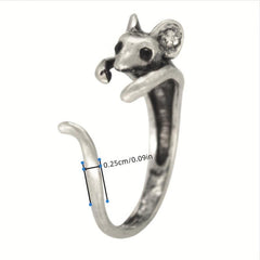 Vintage Punk Mouse Animal Wrap Ring Boho Jewelry